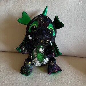 Caravan Softoys Drogo Dragon II 16" Stuffed Animal Plush  Glittery Black, Green
